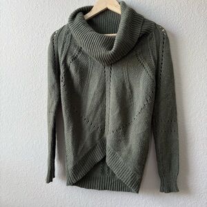 LOFT Sage Green Cowl Neck Sweater